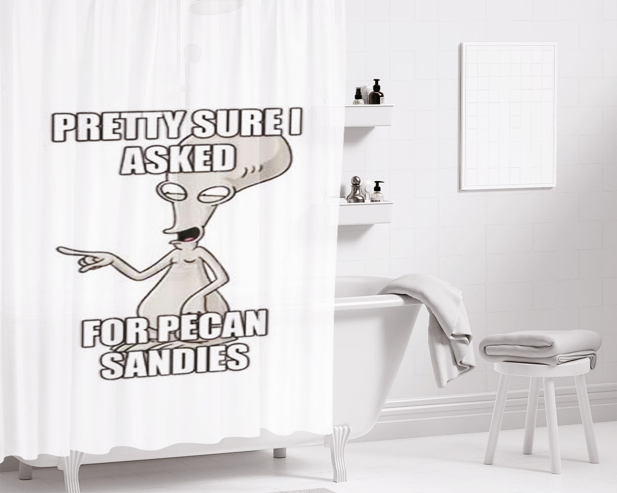 American Dad Blue Bathroom Shower Curtain Fabric Waterproof | 66 X 72 Inch