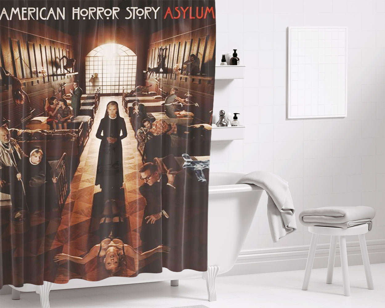 American Ho Bathroom Shower Curtain Fabric Waterproof | 66 X 72 Inch