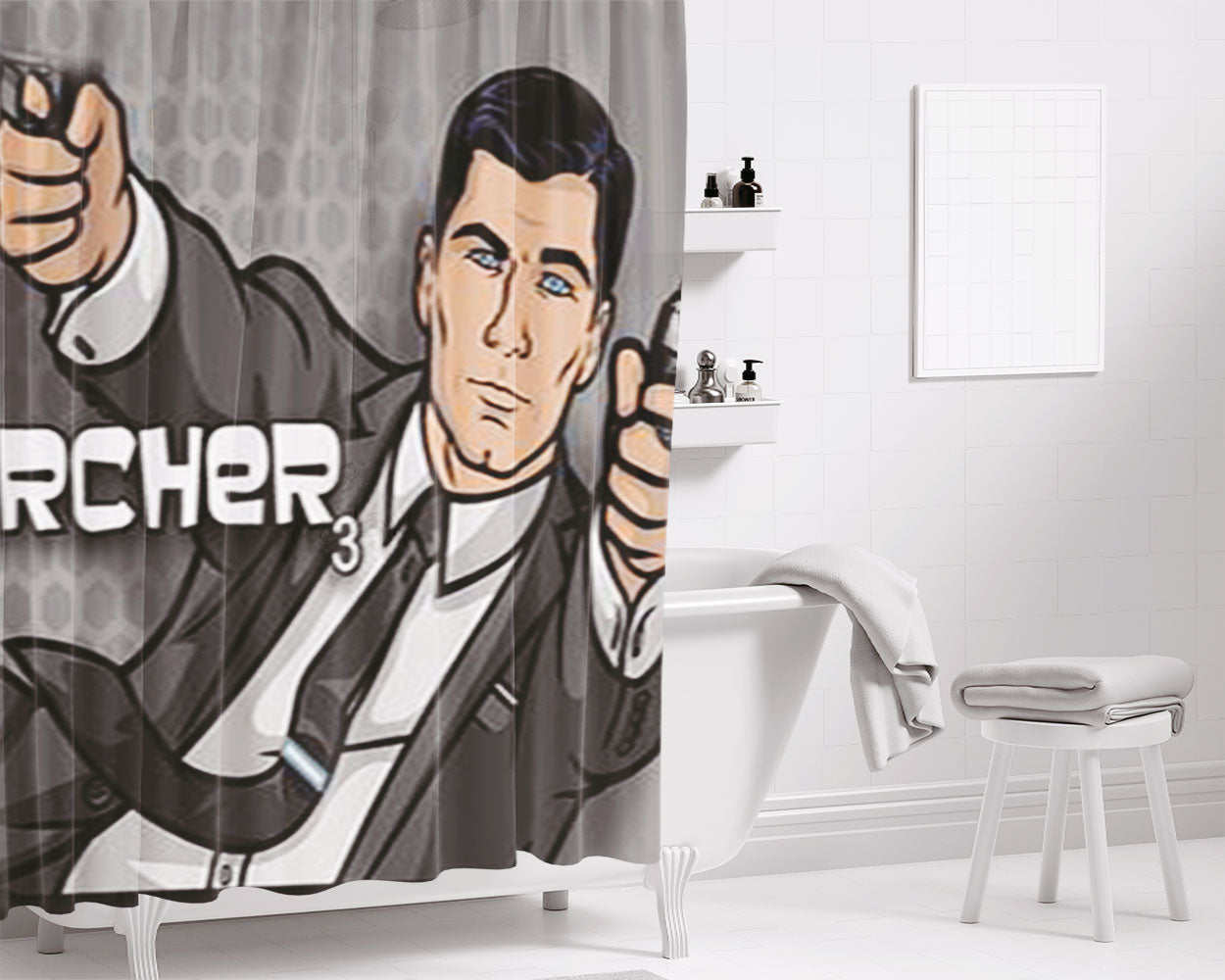 Archer And Pistolls Bathroom Shower Curtain Fabric Waterproof | 66 X 72 Inch