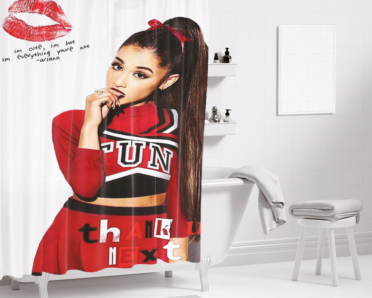 Arianators Kiss Red Bathroom Shower Curtain Fabric Waterproof | 66 X 72 Inch