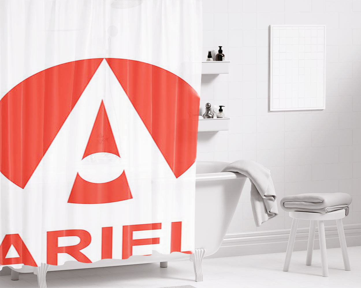Ariel Logo Bathroom Shower Curtain Fabric Waterproof | 66 X 72 Inch