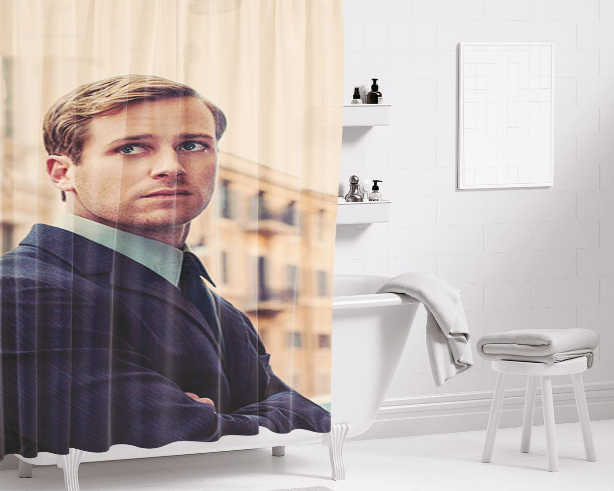 Armie Hammer Suit Bathroom Shower Curtain Fabric Waterproof | 66 X 72 Inch