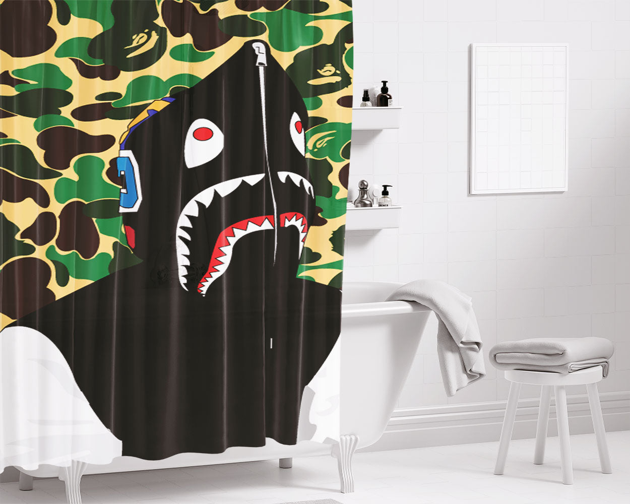 Army Flower Bathroom Shower Curtain Fabric Waterproof | 66 X 72 Inch