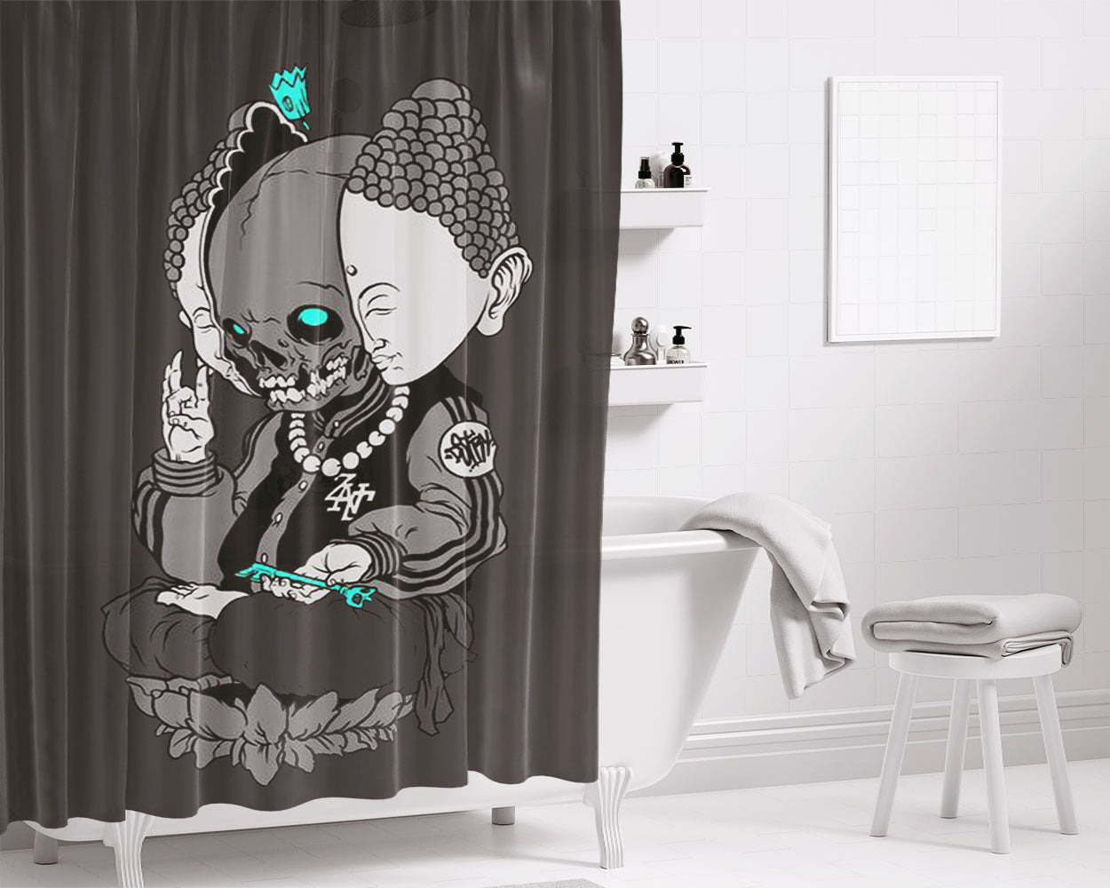 Art Biksu Peace Bathroom Shower Curtain Fabric Waterproof | 66 X 72 Inch