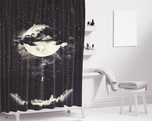 Art Moon My Love Bathroom Shower Curtain Fabric Waterproof | 66 X 72 Inch