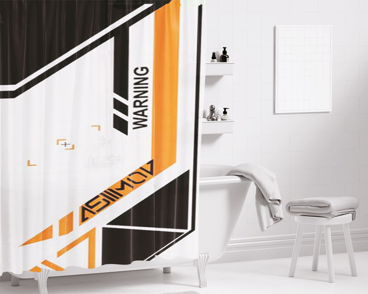 Asiimov Warning Bathroom Shower Curtain Fabric Waterproof | 66 X 72 Inch