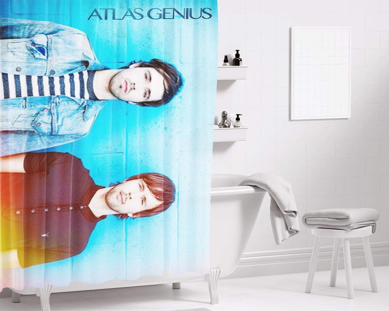 Atlas Genius Band Bathroom Shower Curtain Fabric Waterproof | 66 X 72 Inch