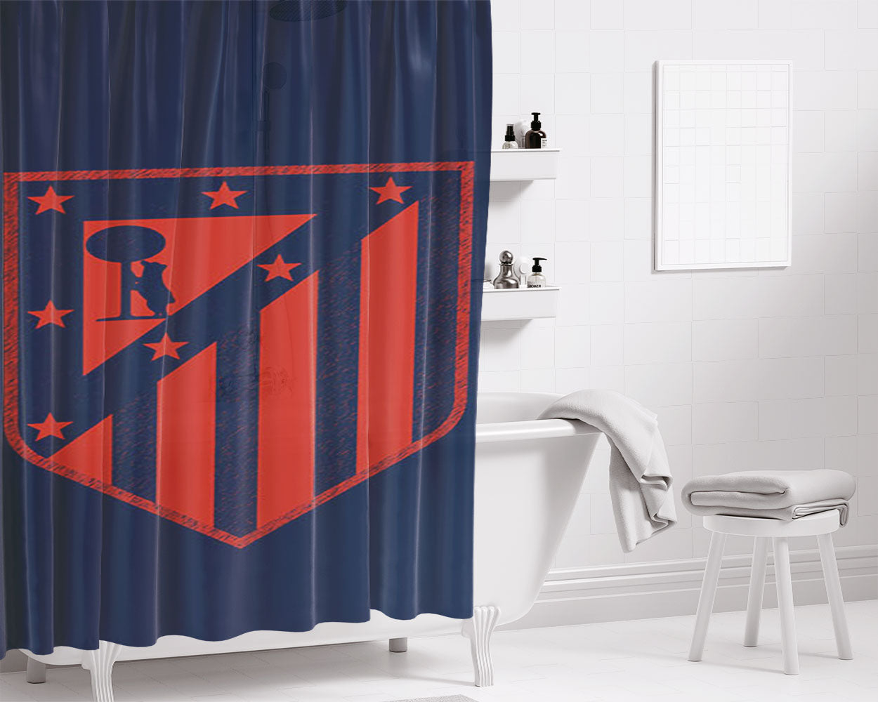 Atletiko Madrid Bathroom Shower Curtain Fabric Waterproof | 66 X 72 Inch