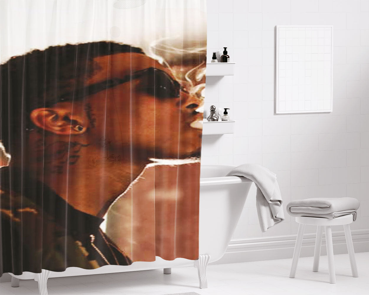 August Alsina Smoke Bathroom Shower Curtain Fabric Waterproof | 66 X 72 Inch