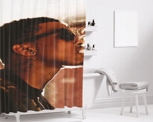 August Alsina Smoke Bathroom Shower Curtain Fabric Waterproof | 66 X 72 Inch