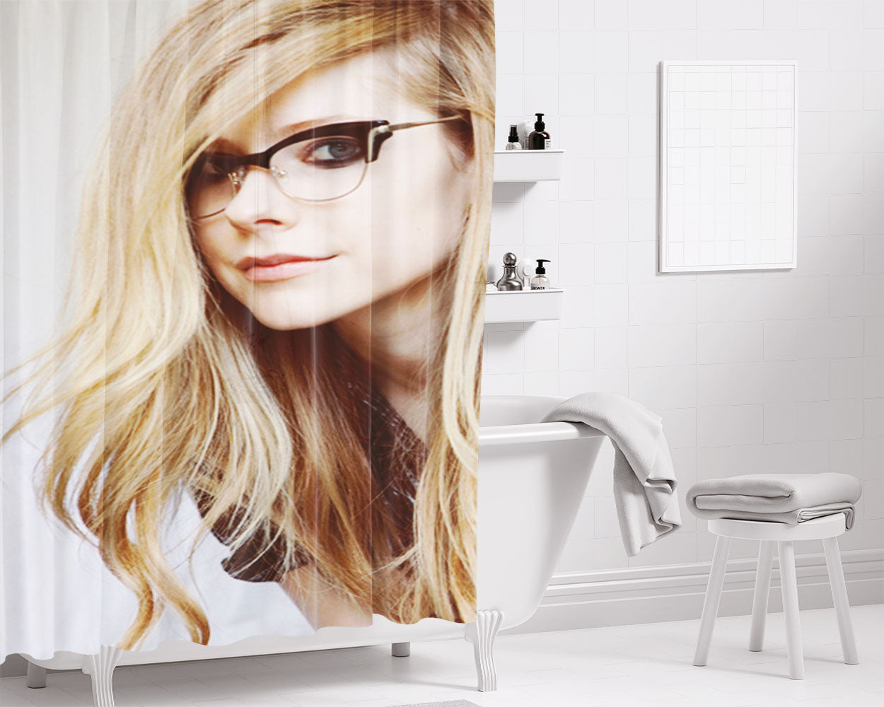 Avril Lavigne Bathroom Shower Curtain Fabric Waterproof | 66 X 72 Inch