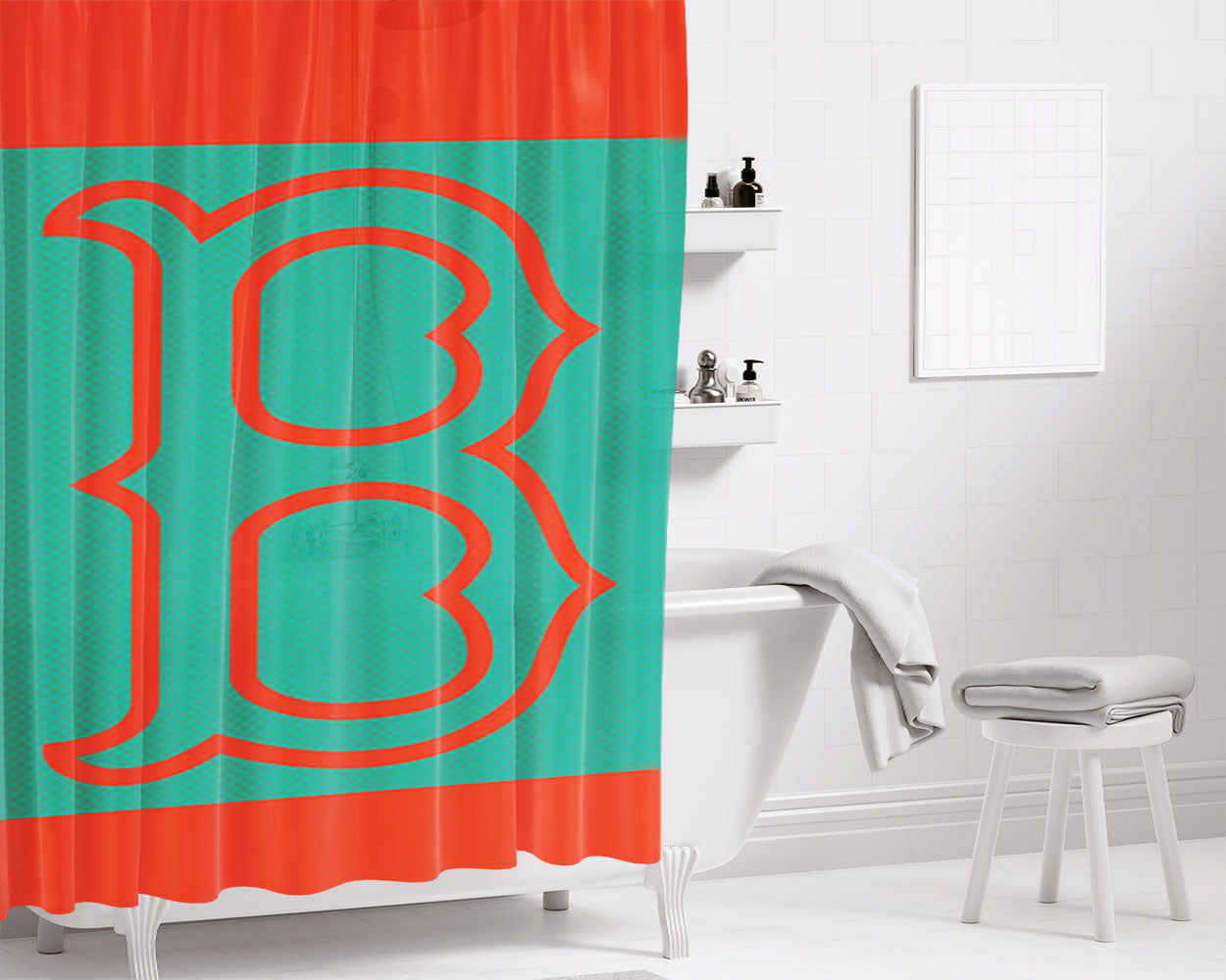 B Sox Bathroom Shower Curtain Fabric Waterproof | 66 X 72 Inch