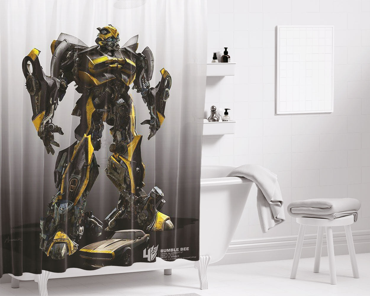 Bumble Bee Bathroom Shower Curtain Fabric Waterproof | 66 X 72 Inch