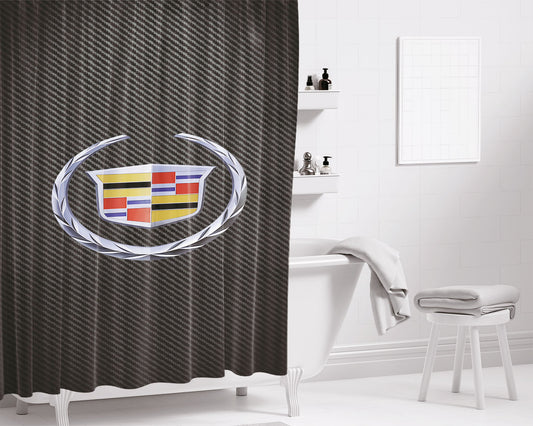 Cadillac Logo Carbon F Bathroom Shower Curtain Fabric Waterproof | 66 X 72 Inch