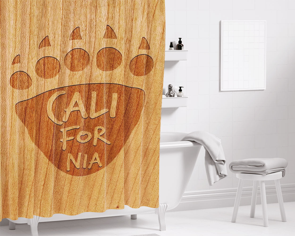 California Dog Lovers Bathroom Shower Curtain Fabric Waterproof | 66 X 72 Inch