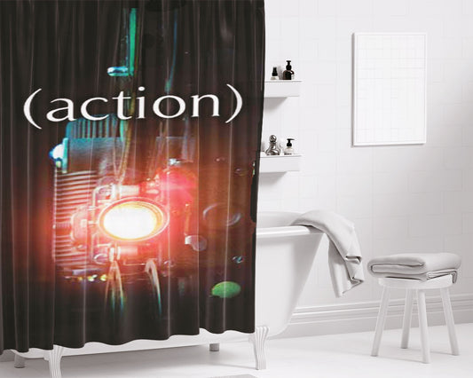 Camera Glowing Lens Action Bathroom Shower Curtain Fabric Waterproof | 66 X 72 Inch