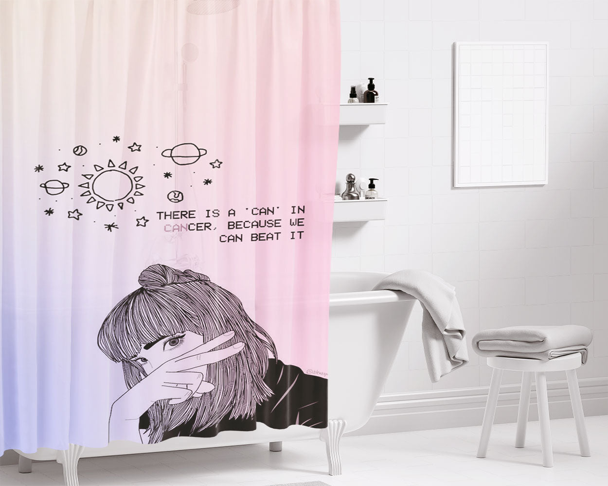 Cancer Girl August Bathroom Shower Curtain Fabric Waterproof | 66 X 72 Inch