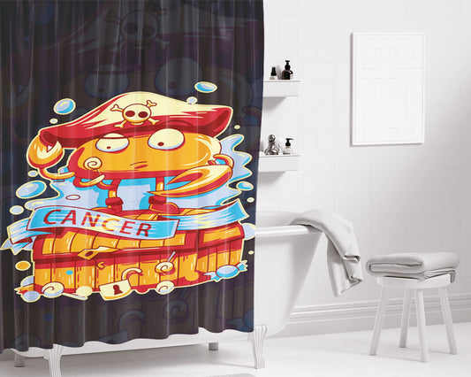 Cancer Zodiac Bathroom Shower Curtain Fabric Waterproof | 66 X 72 Inch