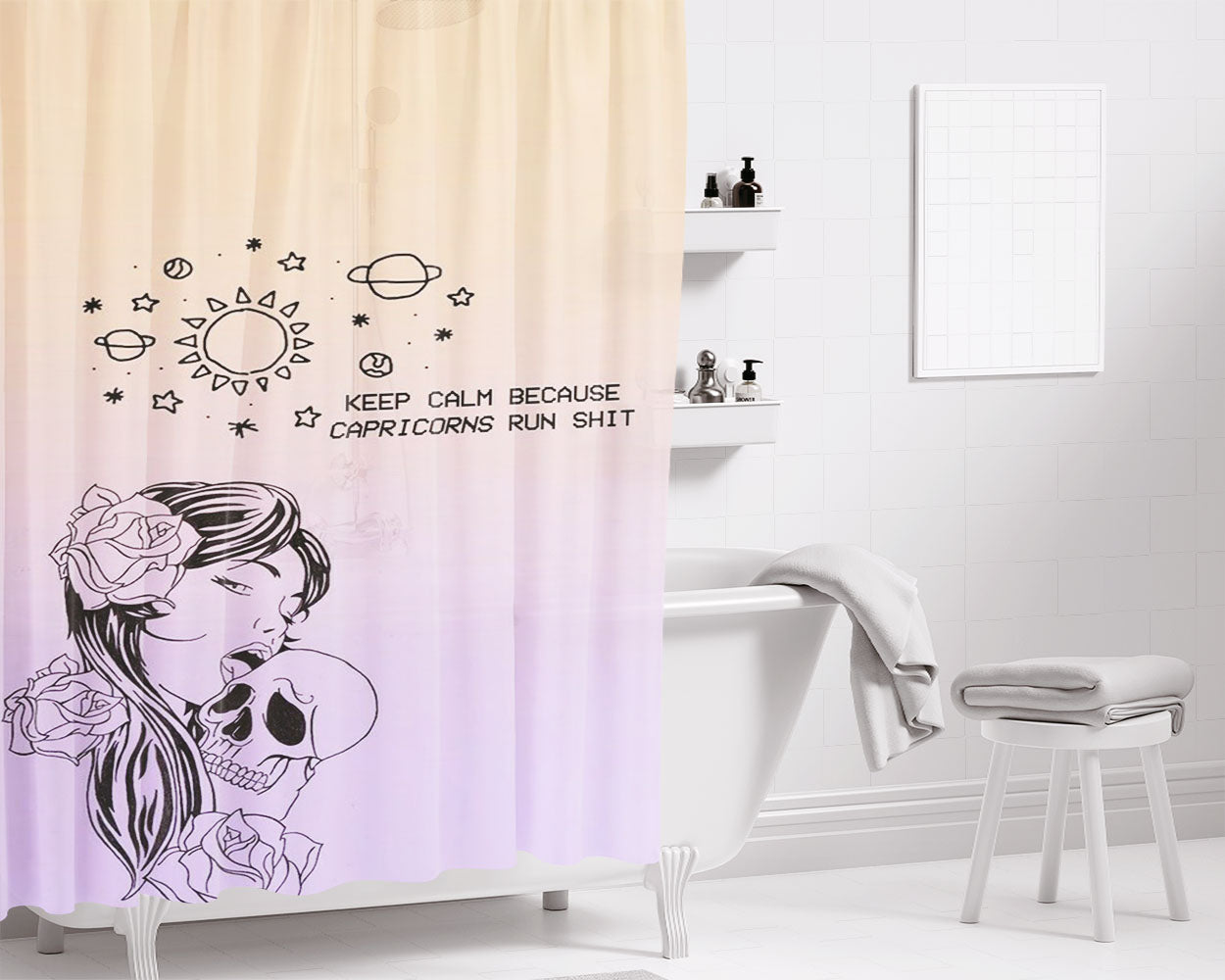 Capricorn Girl August Bathroom Shower Curtain Fabric Waterproof | 66 X 72 Inch