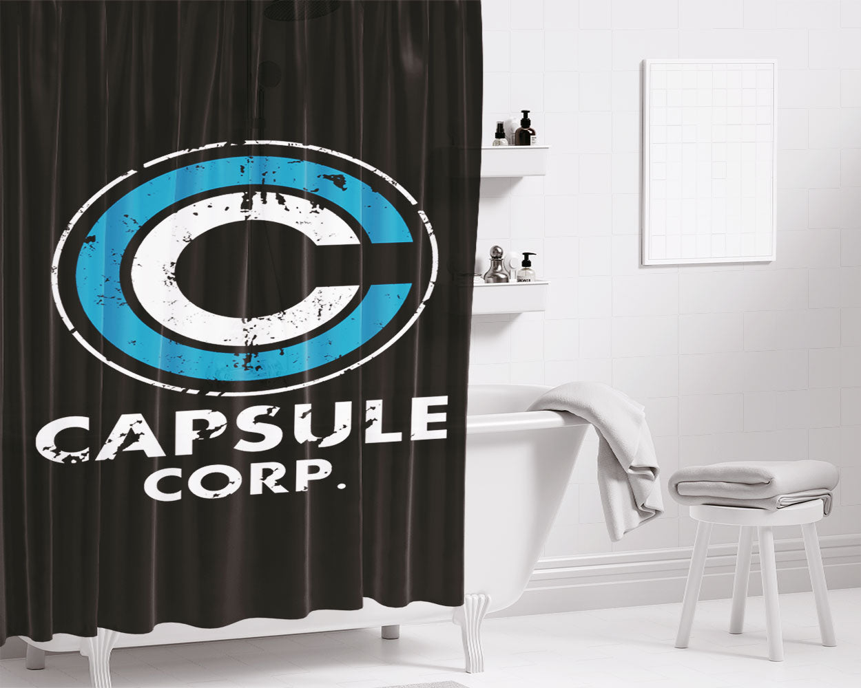 Capsule Corp Bathroom Shower Curtain Fabric Waterproof | 66 X 72 Inch