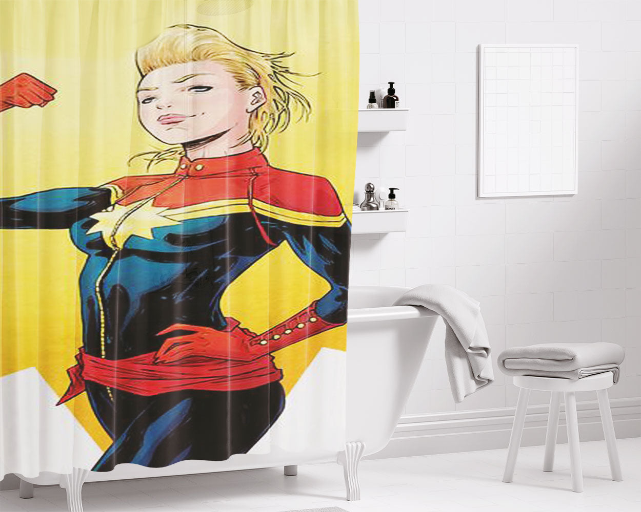 Carol Danvers Bathroom Shower Curtain Fabric Waterproof | 66 X 72 Inch
