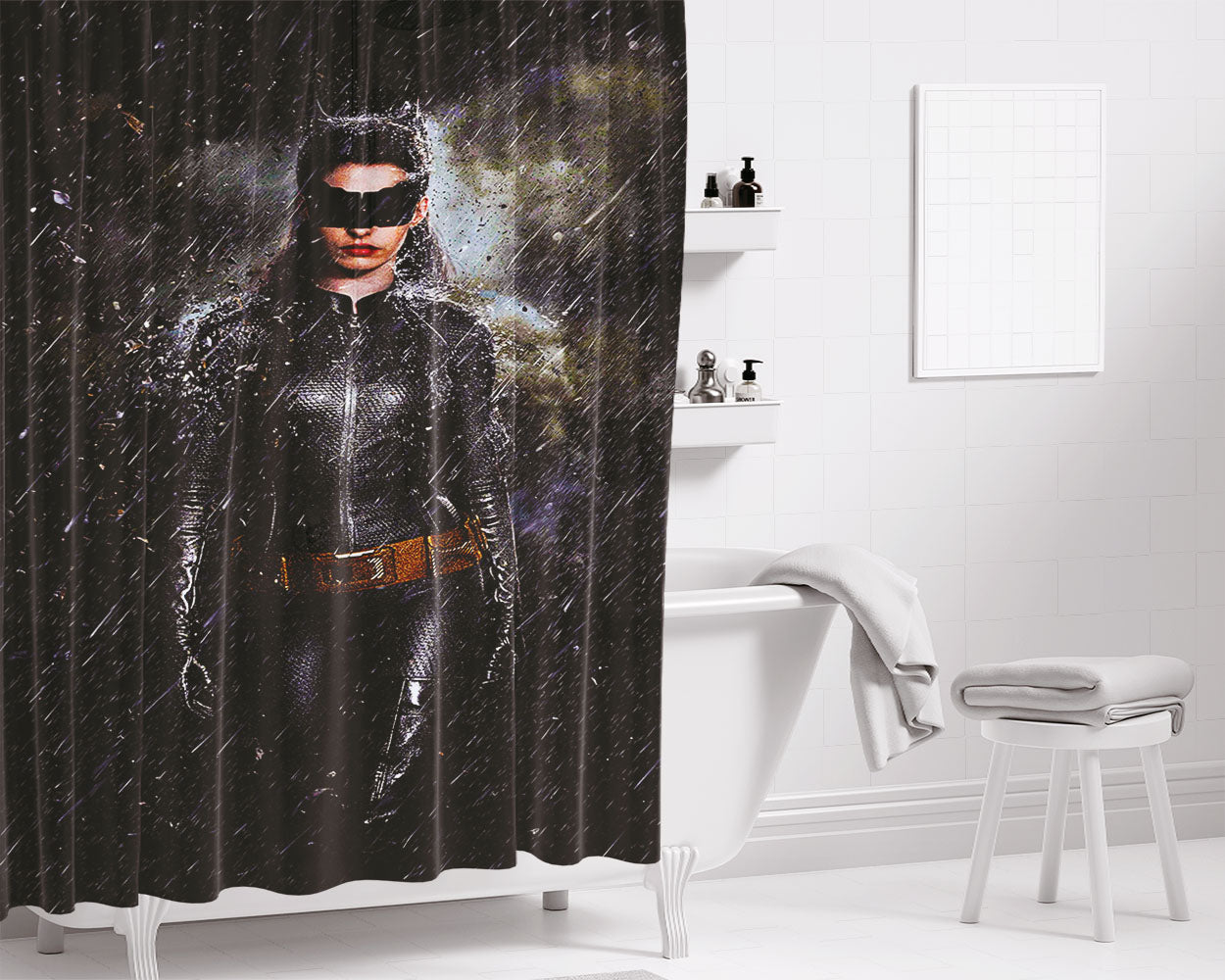 Catwoman The Dark Night Rises Cover Bathroom Shower Curtain Fabric Waterproof | 66 X 72 Inch