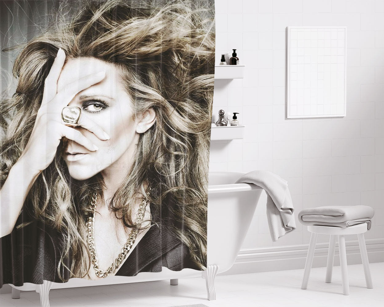 Celine Dion Bathroom Shower Curtain Fabric Waterproof | 66 X 72 Inch