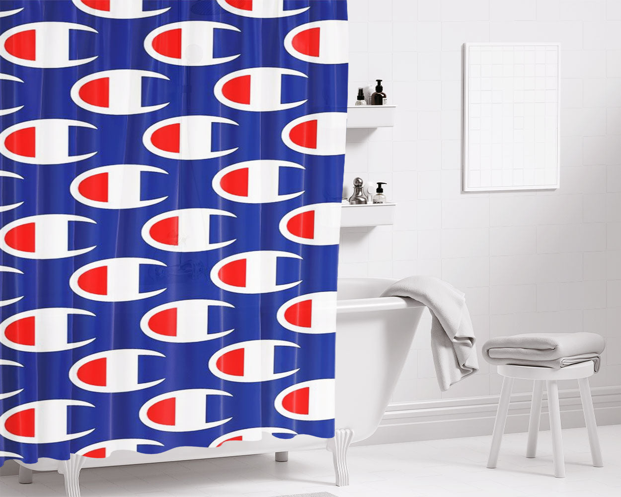 Champion Pattern Bathroom Shower Curtain Fabric Waterproof | 66 X 72 Inch
