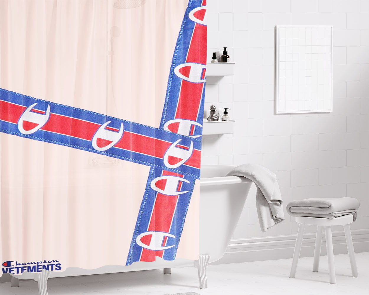 Champion Vetements Bathroom Shower Curtain Fabric Waterproof | 66 X 72 Inch