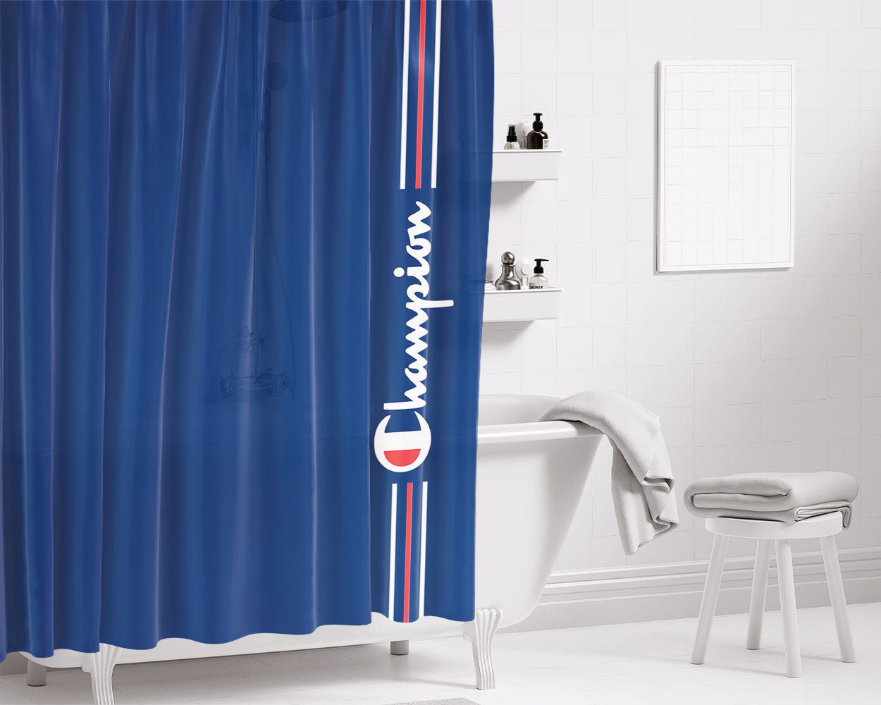 Champion Wallpaper Vertical Bathroom Shower Curtain Fabric Waterproof | 66 X 72 Inch