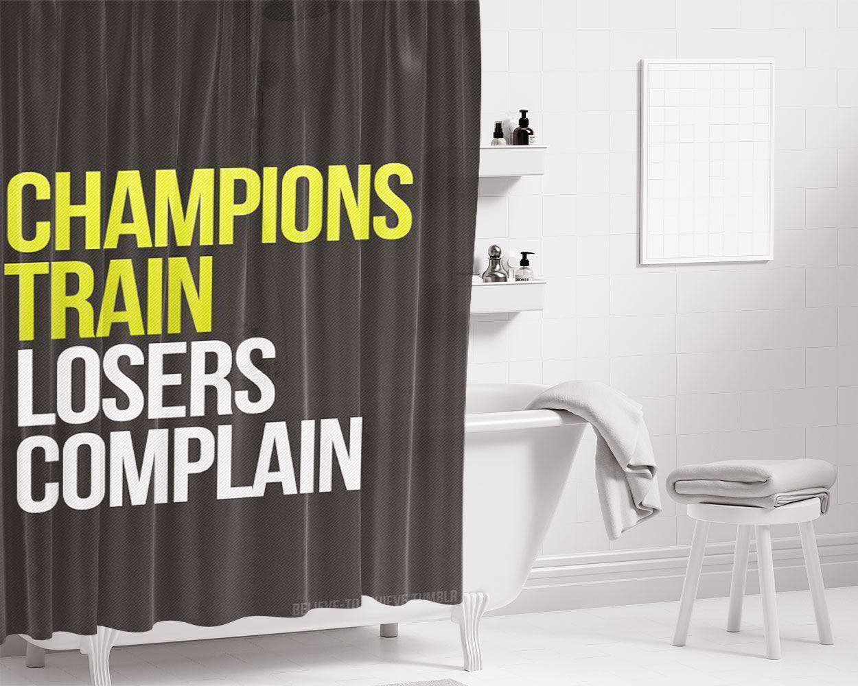 Champions Train Bathroom Shower Curtain Fabric Waterproof | 66 X 72 Inch