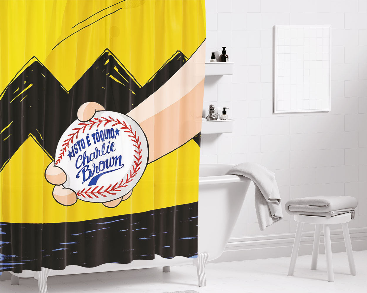 Charlie Brown Snoopy In Hood Bathroom Shower Curtain Fabric Waterproof | 66 X 72 Inch