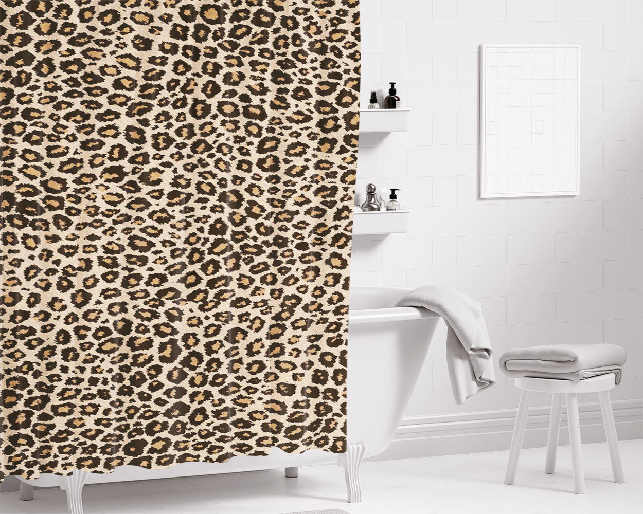 Cheetah Cat Skin Pattern Texture Style Bathroom Shower Curtain Fabric Waterproof | 66 X 72 Inch