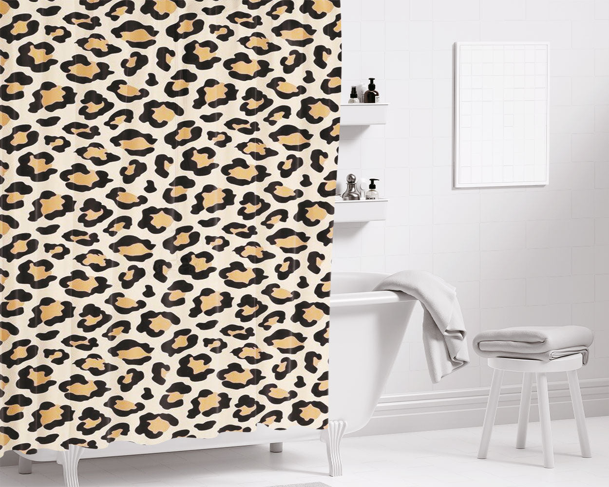 Cheetah Stripe Tiger Bathroom Shower Curtain Fabric Waterproof | 66 X 72 Inch