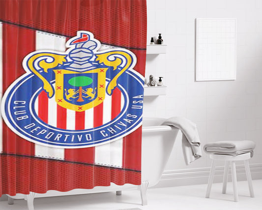 Chivas Fc Overlap Logo Bathroom Shower Curtain Fabric Waterproof | 66 X 72 Inch