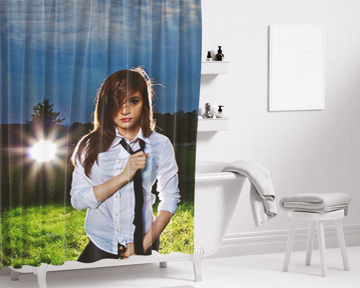 Chrisy Costanza With Black Tie Bathroom Shower Curtain Fabric Waterproof | 66 X 72 Inch