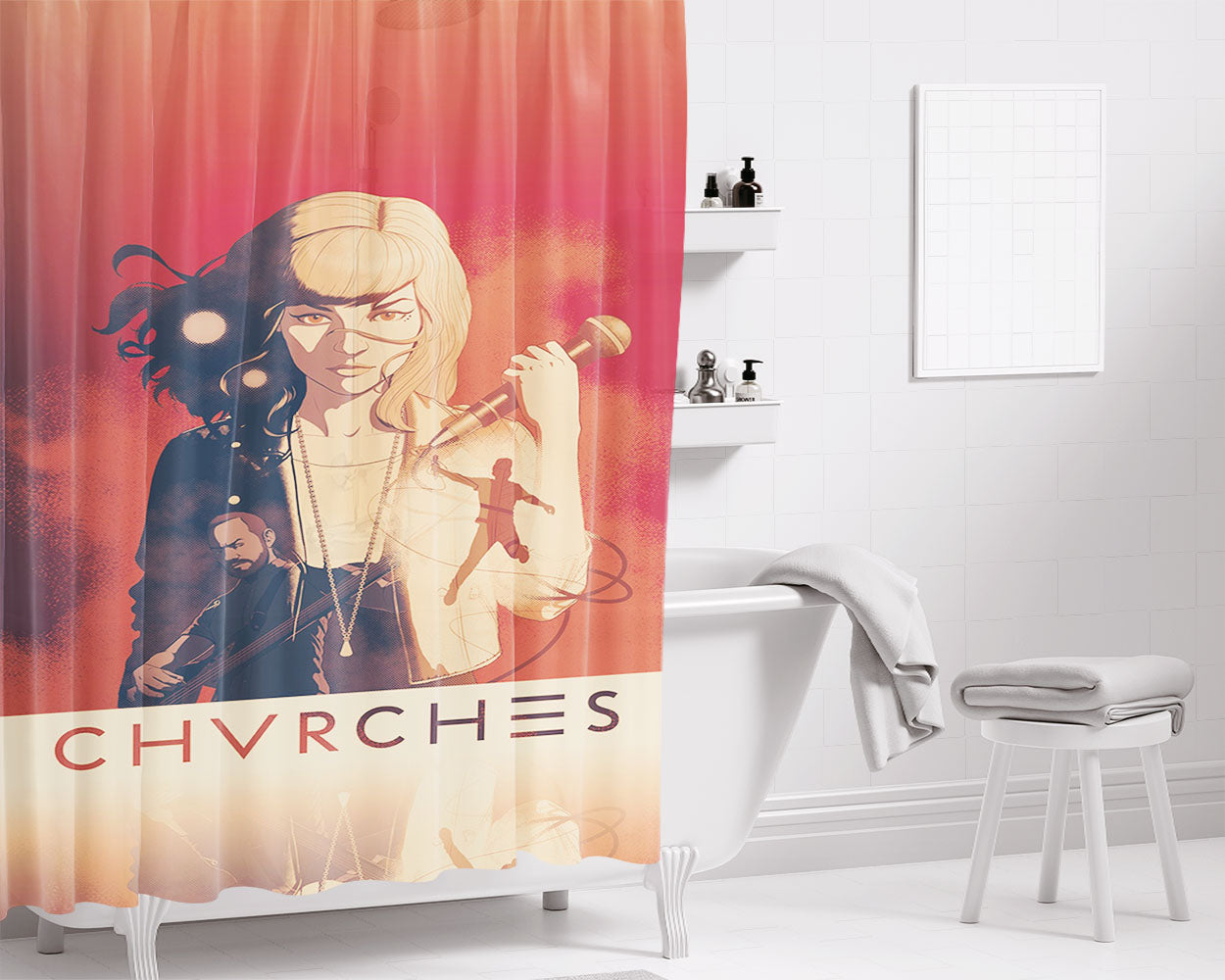 Chvrches Wallp Bathroom Shower Curtain Fabric Waterproof | 66 X 72 Inch