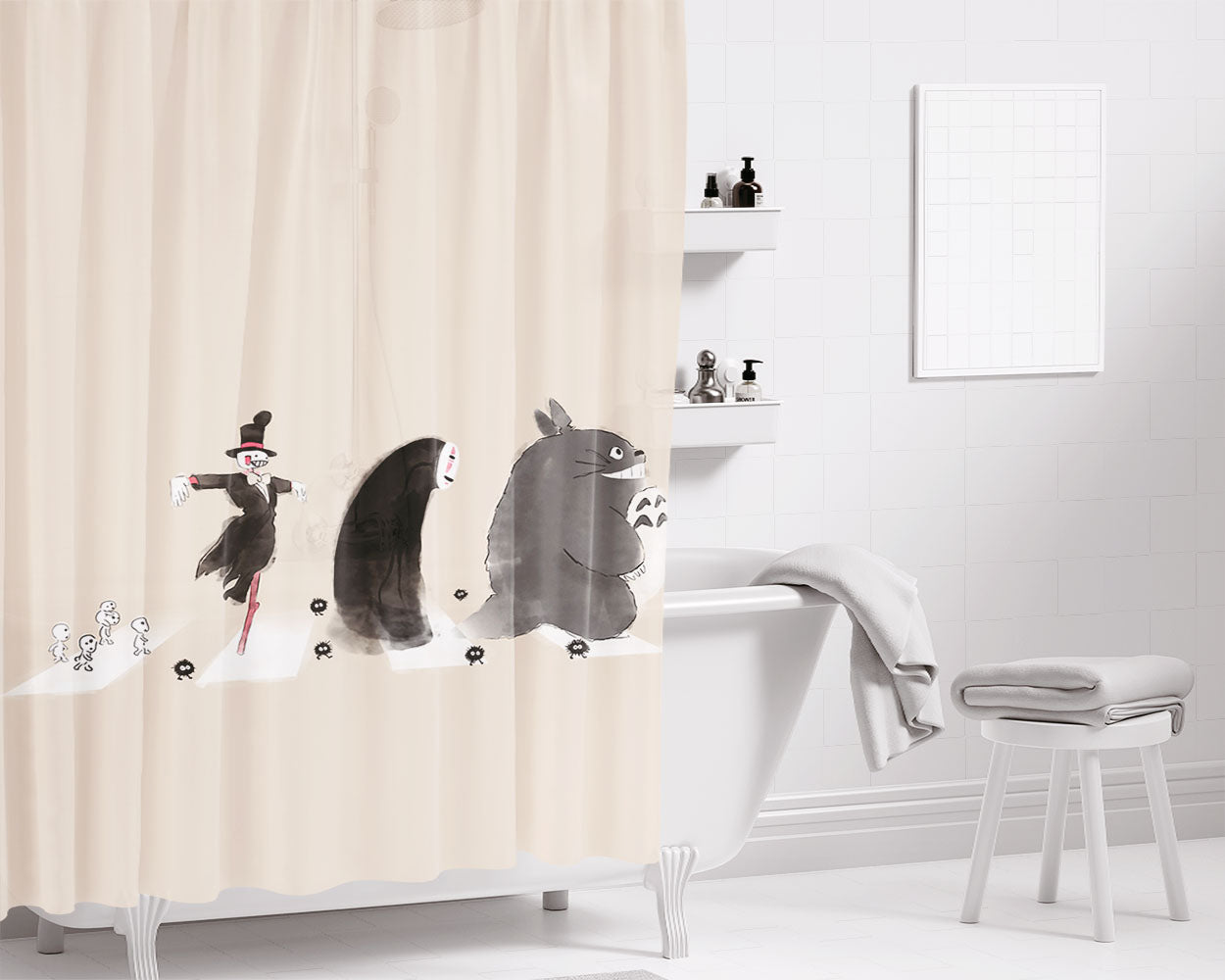 Ghibli Road Bathroom Shower Curtain Fabric Waterproof | 66 X 72 Inch