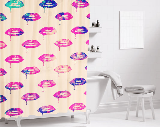 Girly Lips August Bathroom Shower Curtain Fabric Waterproof | 66 X 72 Inch