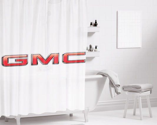 Gmc White Bathroom Shower Curtain Fabric Waterproof | 66 X 72 Inch