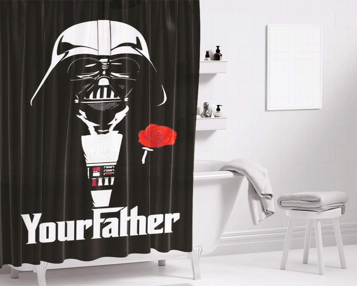 God Father The Dart Vader Is Your Father Bathroom Shower Curtain Fabric Waterproof | 66 X 72 Inch