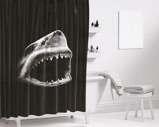 Great White Shark Bathroom Shower Curtain Fabric Waterproof | 66 X 72 Inch