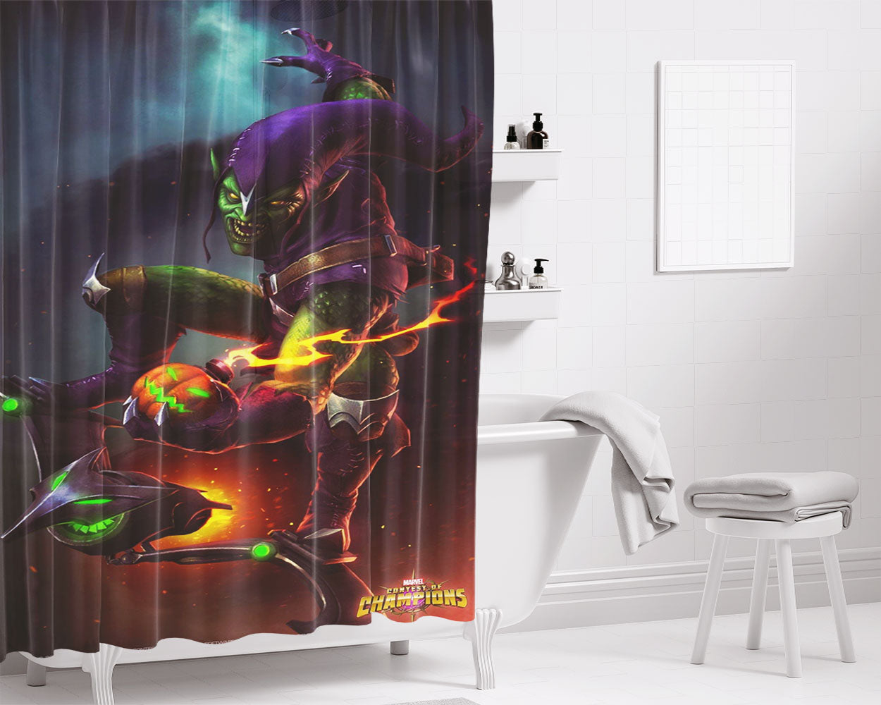 Green Goblin Contest Of Champions Bathroom Shower Curtain Fabric Waterproof | 66 X 72 Inch