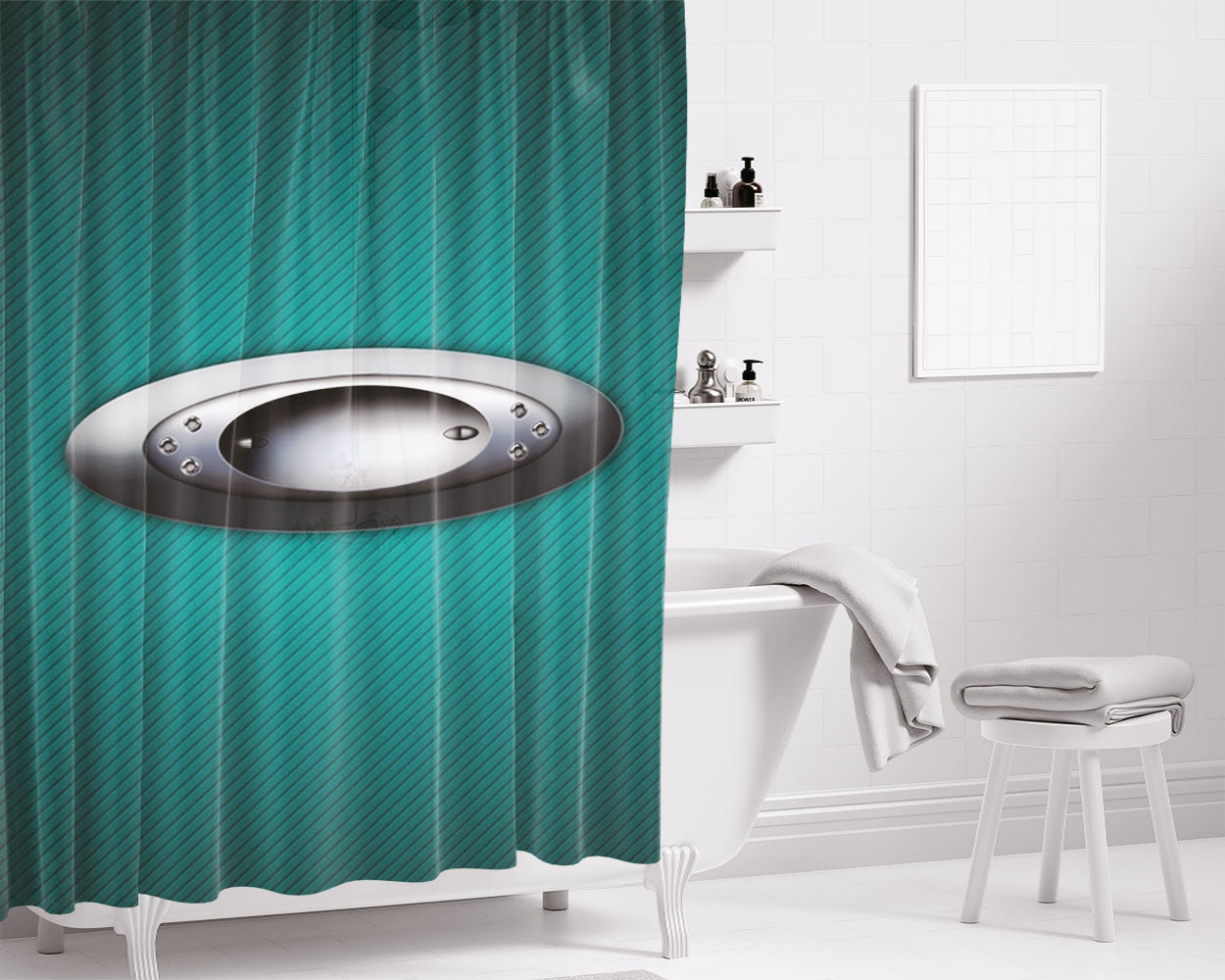 Green Tosca Oakley Logo Bathroom Shower Curtain Fabric Waterproof | 66 X 72 Inch