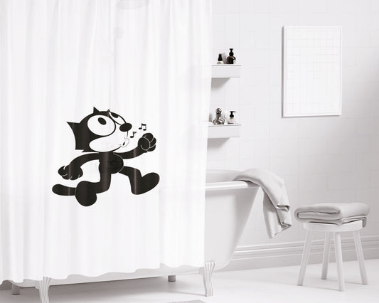 Happy Felix The Cat Bathroom Shower Curtain Fabric Waterproof | 66 X 72 Inch