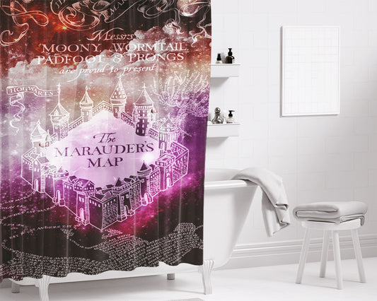 Harrypotter Maraders Map Galaxy Bathroom Shower Curtain Fabric Waterproof | 66 X 72 Inch
