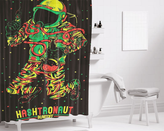 Hashtronaut August Bathroom Shower Curtain Fabric Waterproof | 66 X 72 Inch