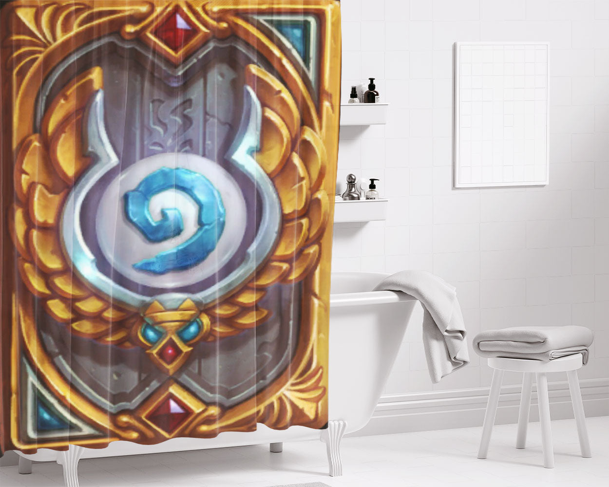 Hearthstone Card Staff Of Origination Bathroom Shower Curtain Fabric Waterproof | 66 X 72 Inch