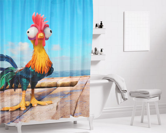 Hei Hei Chicken Moana Bathroom Shower Curtain Fabric Waterproof | 66 X 72 Inch