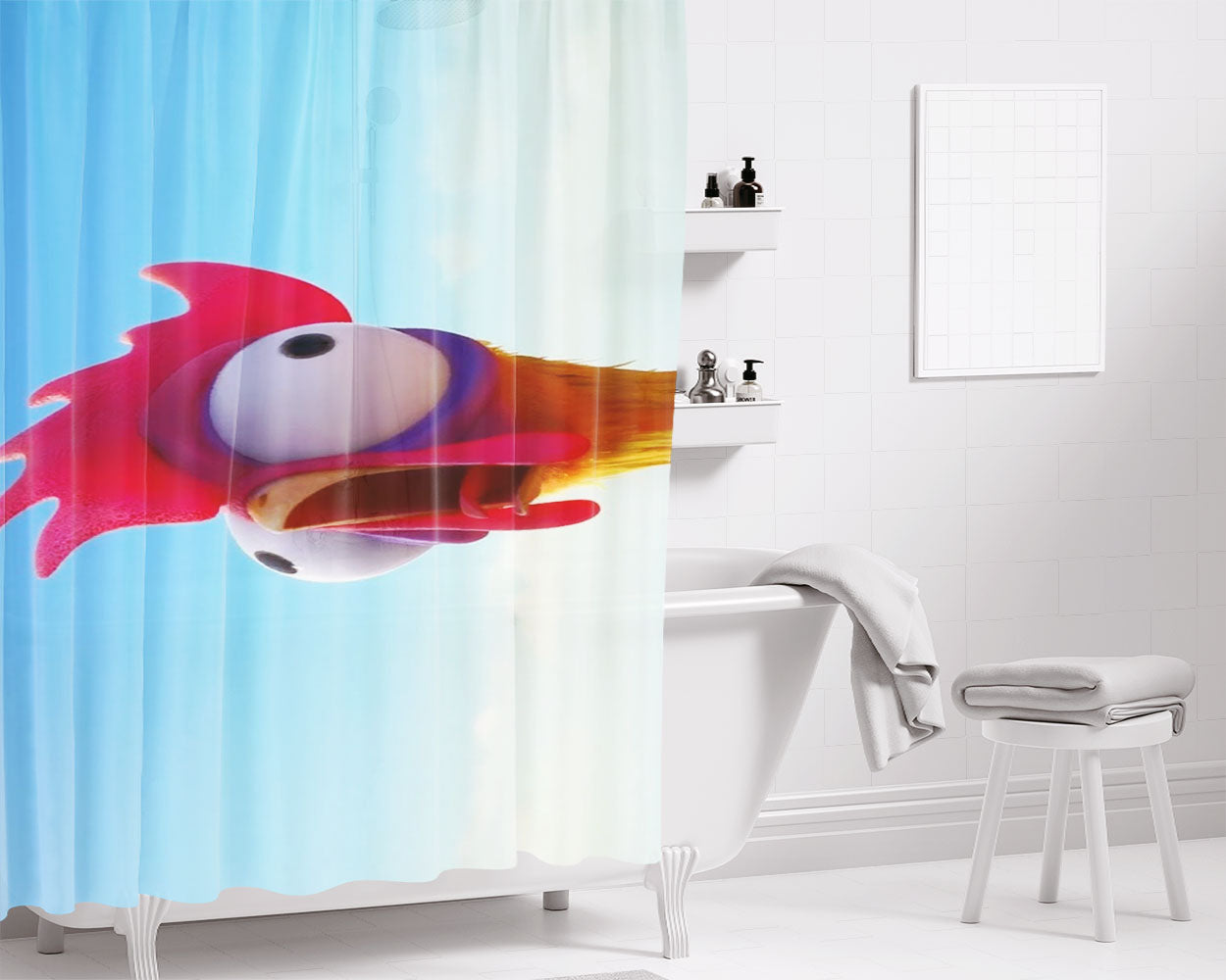 Heihei Scream Bathroom Shower Curtain Fabric Waterproof | 66 X 72 Inch